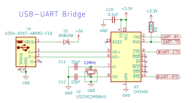 USB-UART変換回路でのラベルの使用例